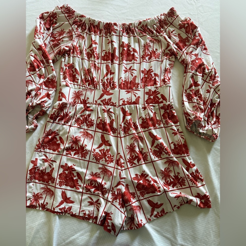 FARM Rio Red and White Patterned Jumpsuit - Picture 3 of 5